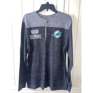 Men's '47 Black Miami Dolphins Neps Henley Tri-Blend Long Sleeve T-Shirt Size‎ L
